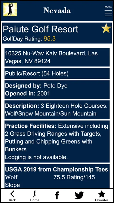 Tangkapan skrin GolfDay Nevada