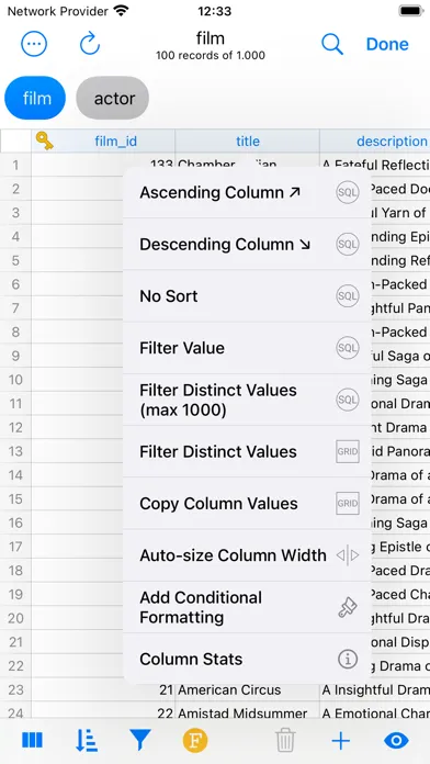 Tangkapan layar PostgreSQL Client