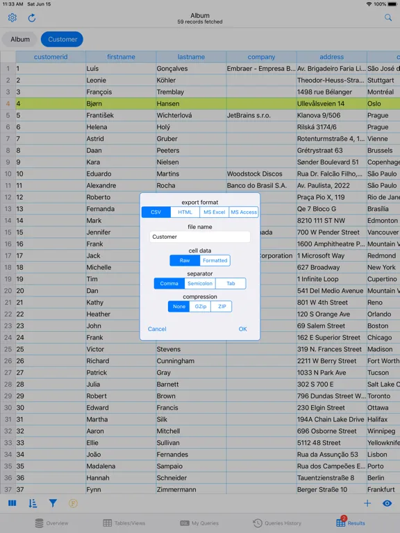 SQLite Mobile Client iPad  Screenshots