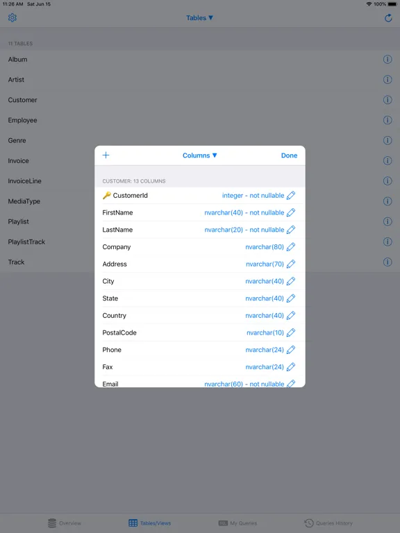 SQLite Mobile Client iPad  Screenshots