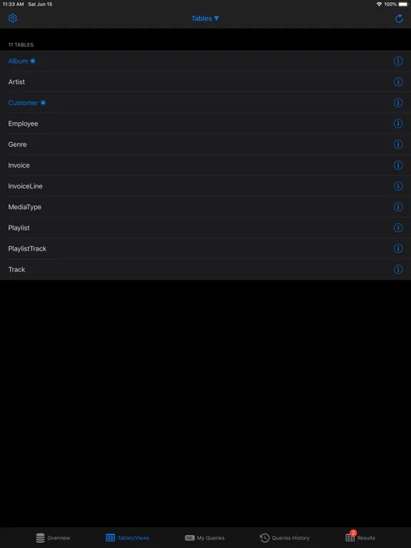SQLite Mobile Client iPad  Screenshots