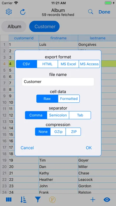 SQLite Mobile Client Screenshots