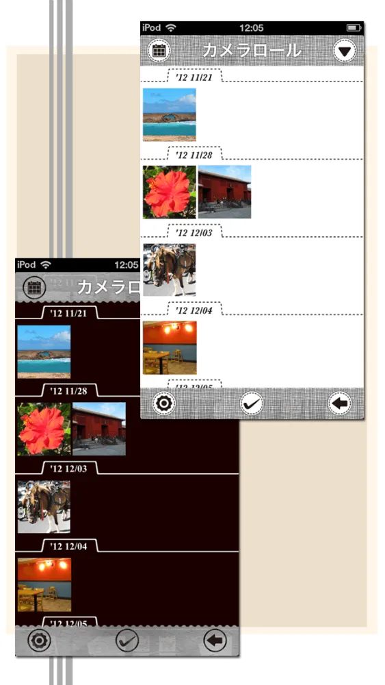 Calendar Album-You can easily organize photos. Do you have a picture taken with a camera that is cluttering up the camera roll? You can organize folders and, in the order of their time with this app! स्क्रीनशॉट