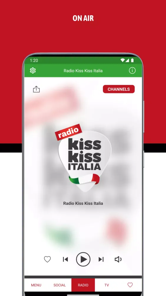 Tangkapan layar Radio Kiss Kiss Italia