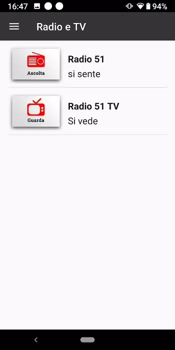 Screenshot di Radio 51