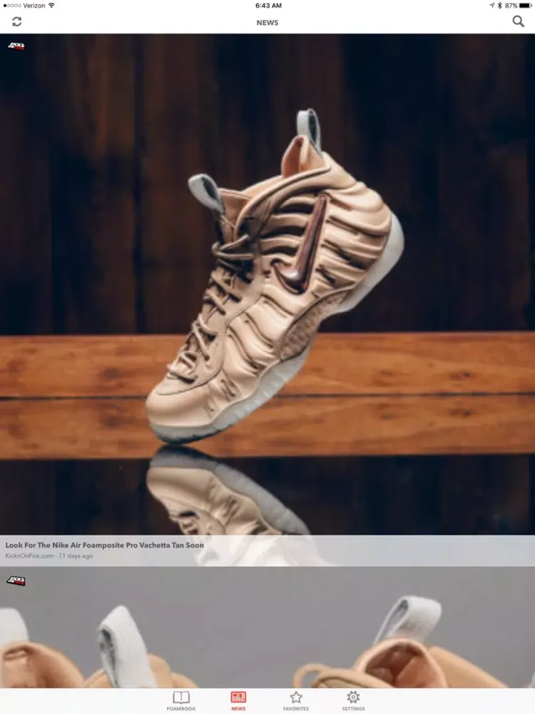 Tangkapan skrin FoamBook: Nike Foamposite app iPad