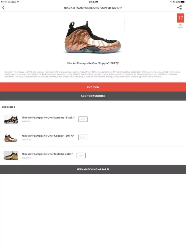 Tangkapan skrin FoamBook: Nike Foamposite app iPad