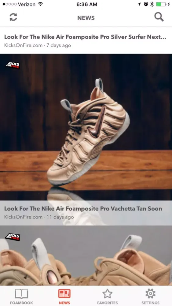 Tangkapan skrin FoamBook: Nike Foamposite app