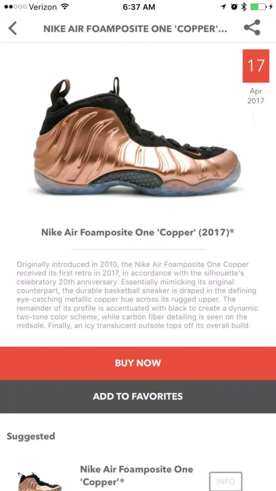 Tangkapan skrin FoamBook: Nike Foamposite app