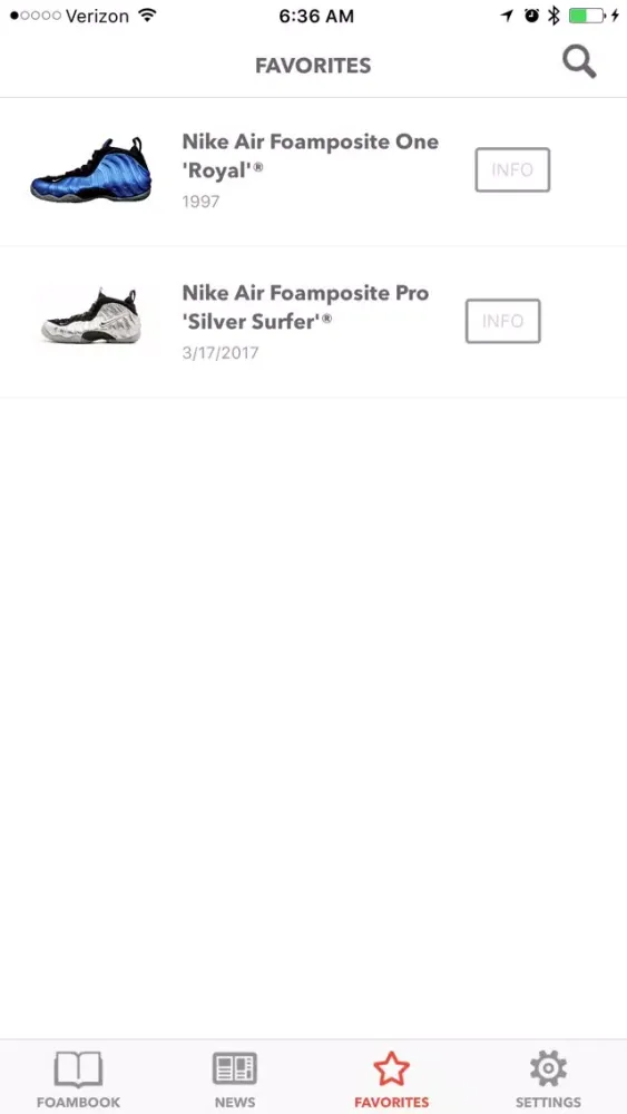 Tangkapan skrin FoamBook: Nike Foamposite app