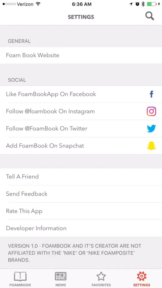 Tangkapan skrin FoamBook: Nike Foamposite app