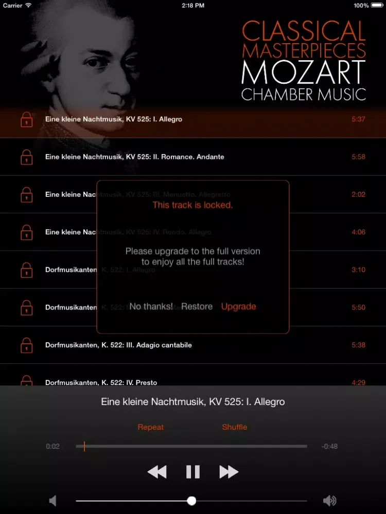 Zrzuty ekranu Mozart: Chamber Music iPad 