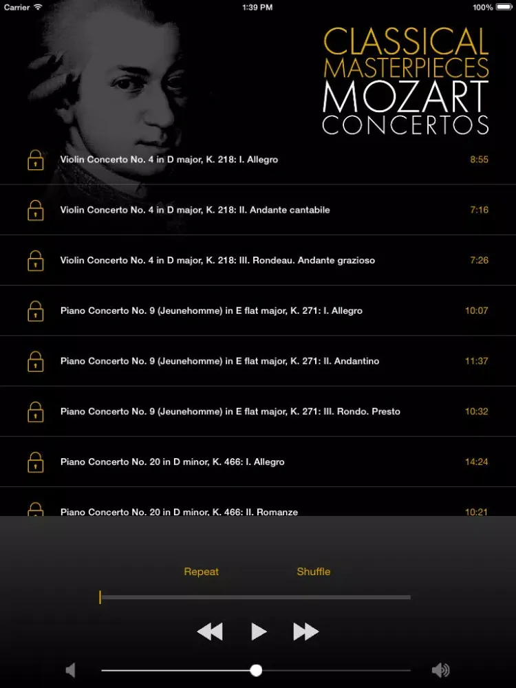 Capturas de pantalla de Mozart: Concertos iPad 