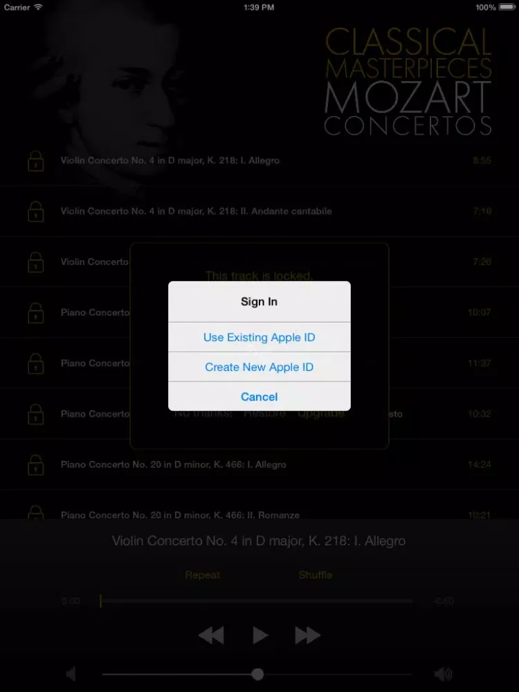 Capturas de pantalla de Mozart: Concertos iPad 