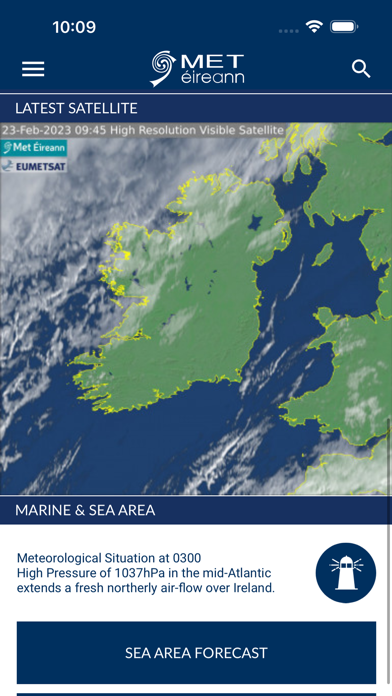 Capturas de tela do Met Éireann Weather Ireland
