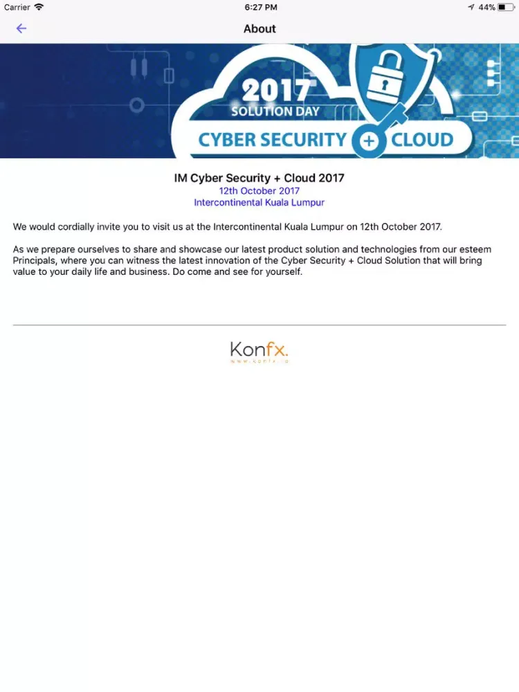 Tangkapan layar IM Cyber Security + Cloud 2017 iPad 