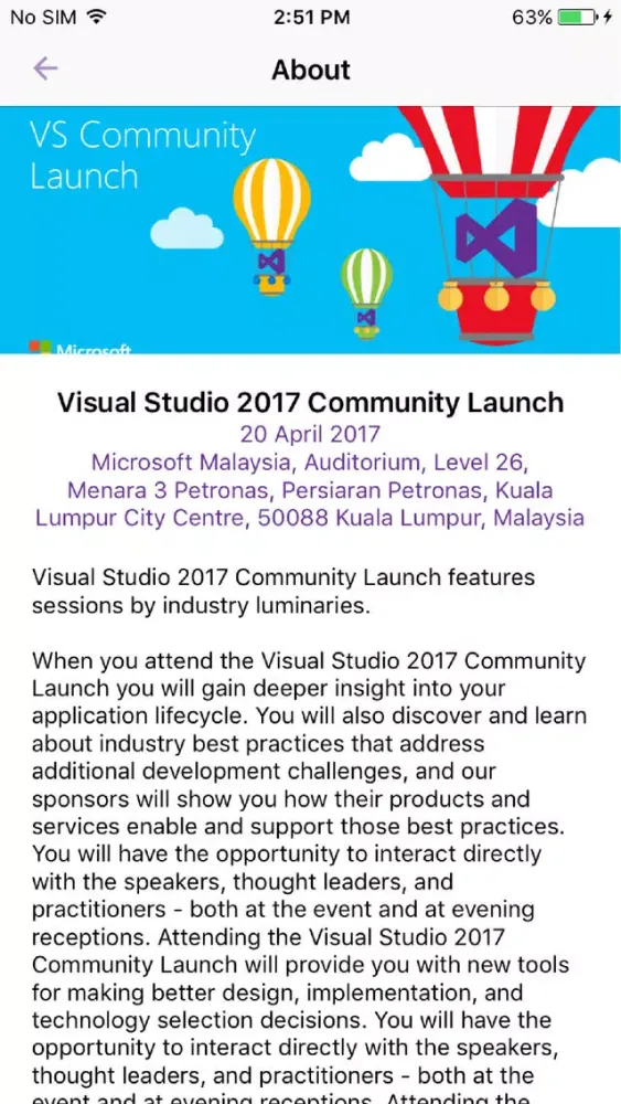 VS2017 Community Launch स्क्रीनशॉट