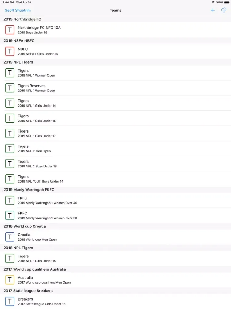 Tangkapan skrin Football Stats iPad 