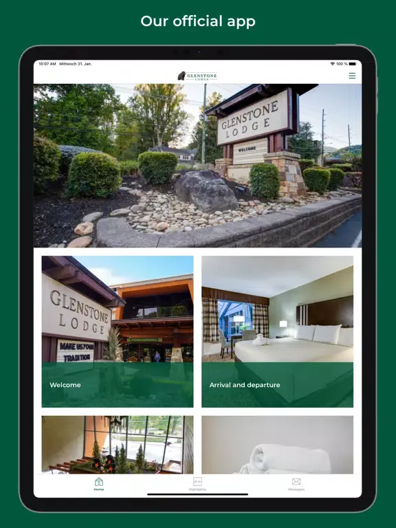 Ảnh chụp màn hình của Glenstone Lodge iPad 