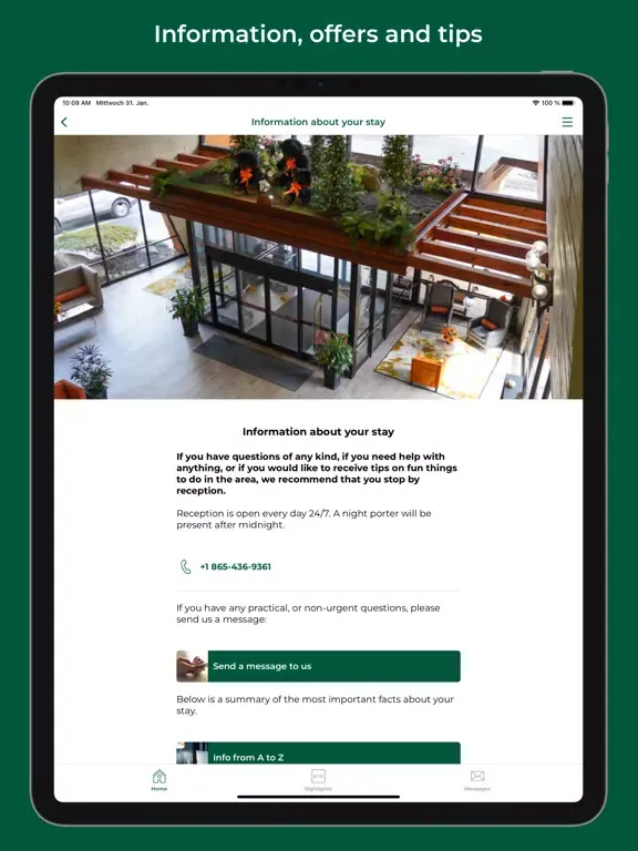Ảnh chụp màn hình của Glenstone Lodge iPad 