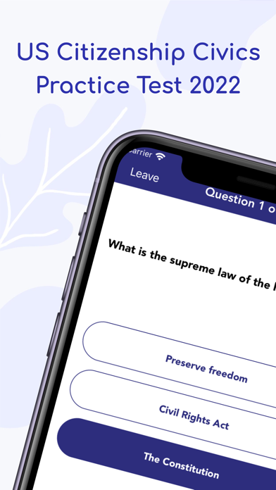 Capturas de pantalla de US Citizenship Test Study 2024