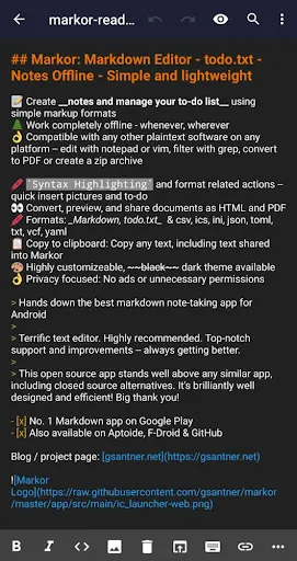 Tangkapan layar Markor: Edit Markdown offline