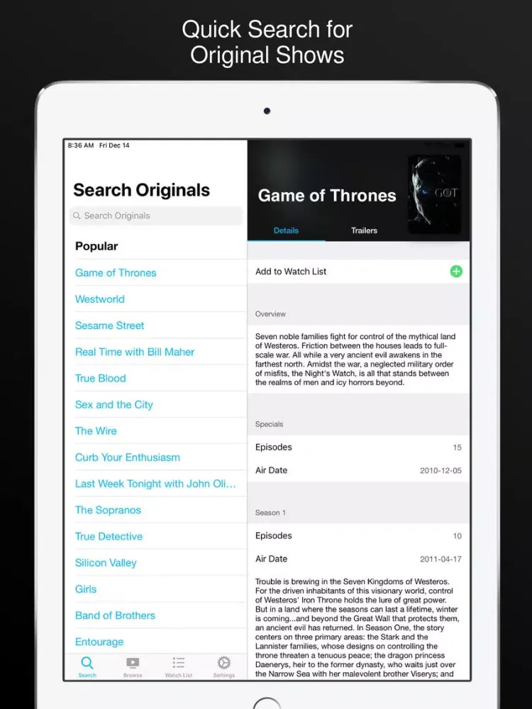 Originals Now for HBO iPad  スクリーンショット