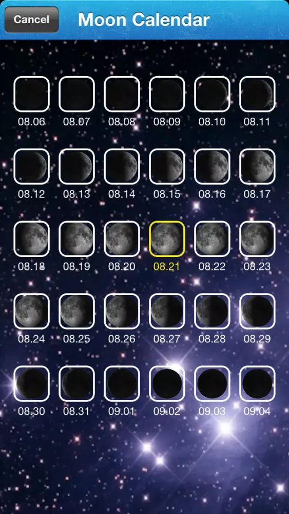 Tangkapan skrin Moon Calendar Free - Sunrise/Sunset