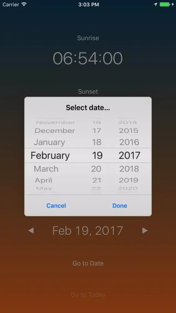 Screenshot di Sunrise: Simple sunrise sunset calculator