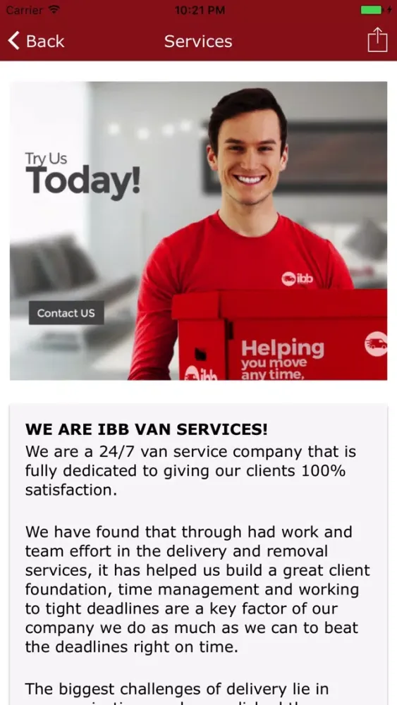Screenshot di IBB Van Services
