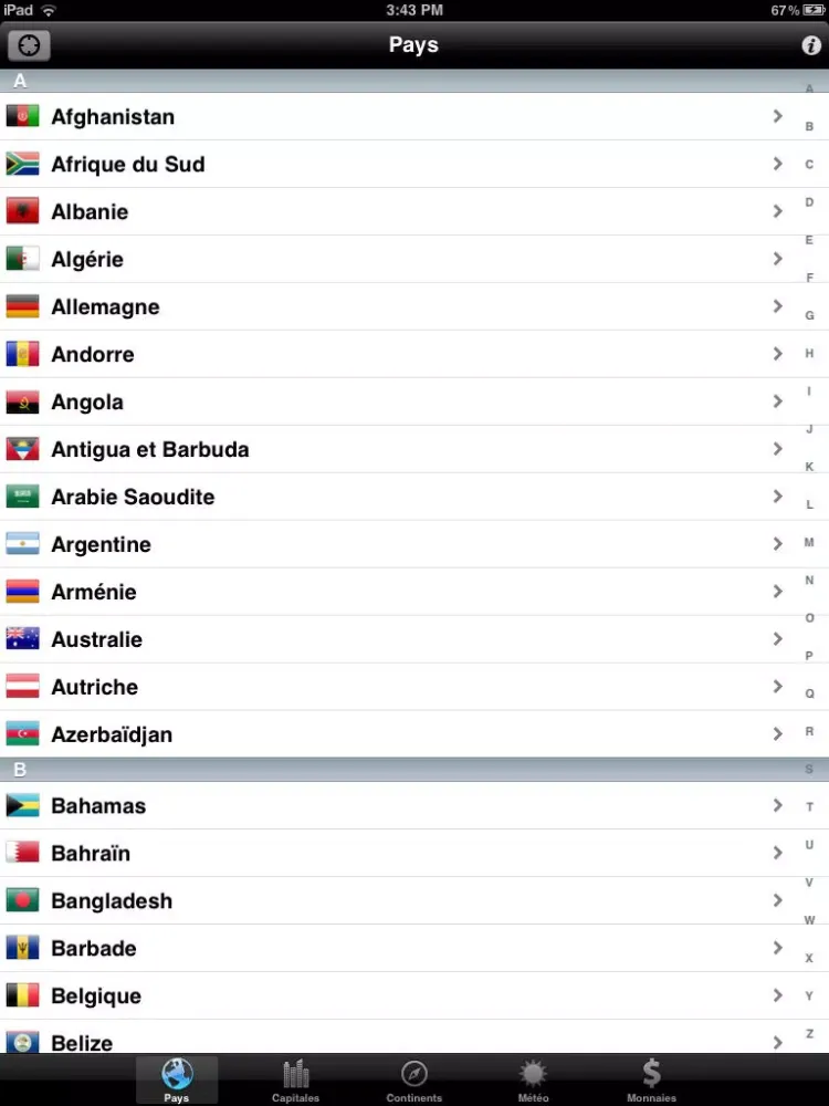 Tangkapan skrin Pays du Monde Free iPad