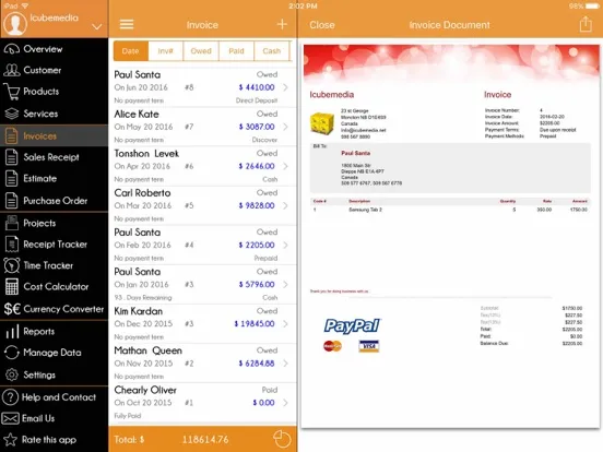 Tangkapan skrin Invoice Manager: Create, Send Invoice and Estimate iPad 