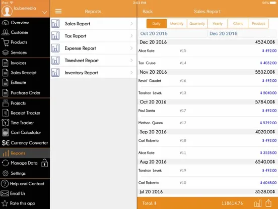 Tangkapan skrin Invoice Manager: Create, Send Invoice and Estimate iPad 
