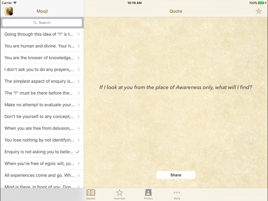Mooji Quotes iPad  Screenshots