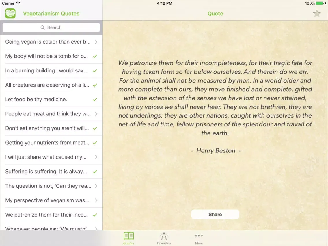 Vegetarian & Vegan Quotes iPad  سکرین شاٹس