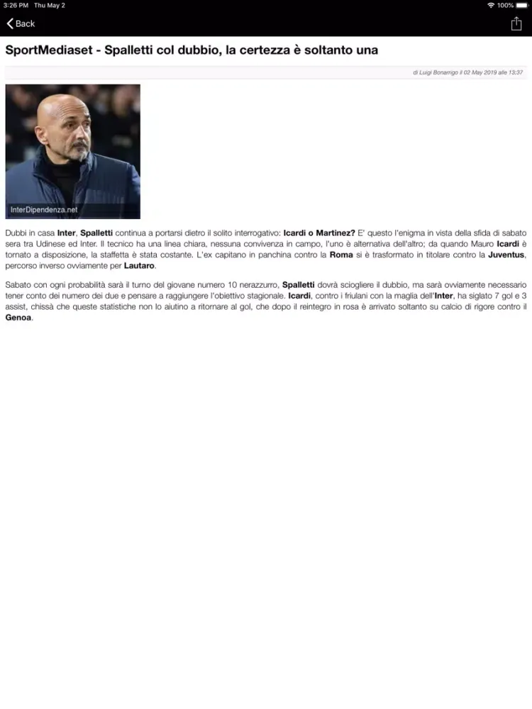 ภาพหน้าจอของ Inter News | Inter Dipendenza iPad 