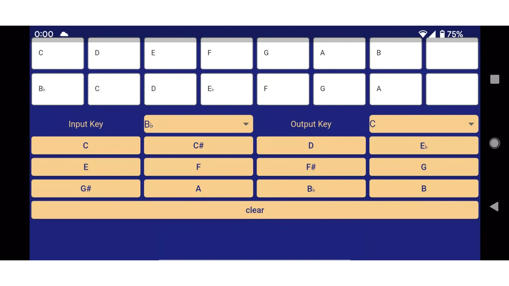 Capturas de tela do Transpose Music Notes