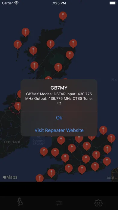 Ảnh chụp màn hình của UK Ham Repeaters