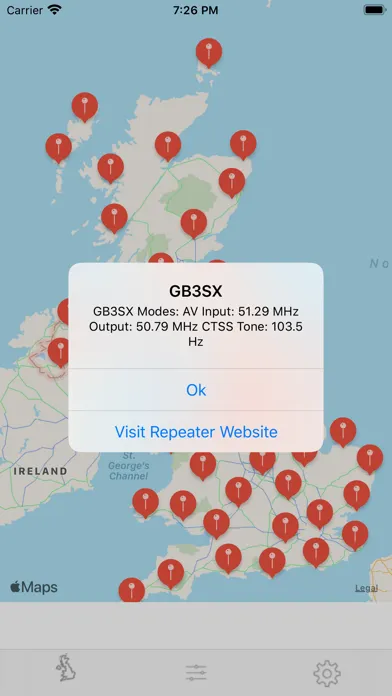 Ảnh chụp màn hình của UK Ham Repeaters