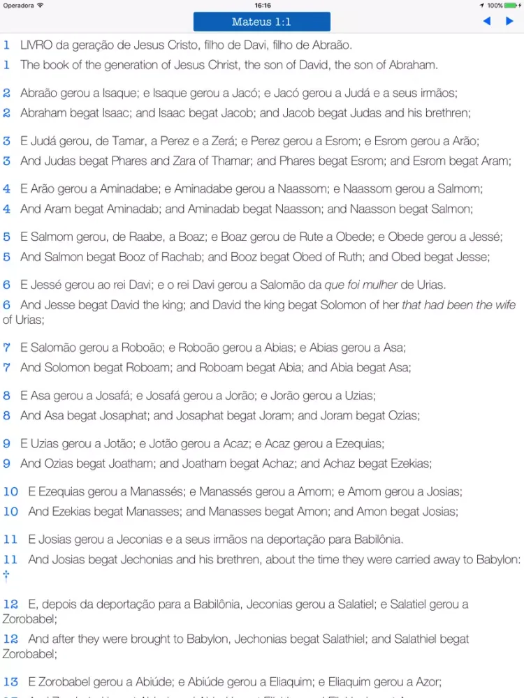 Bilingual Bible English Portuguese - KJV ACF iPad  Screenshots