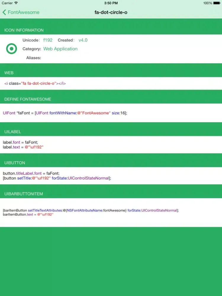 FontAwesome Guide iPad 应用截图