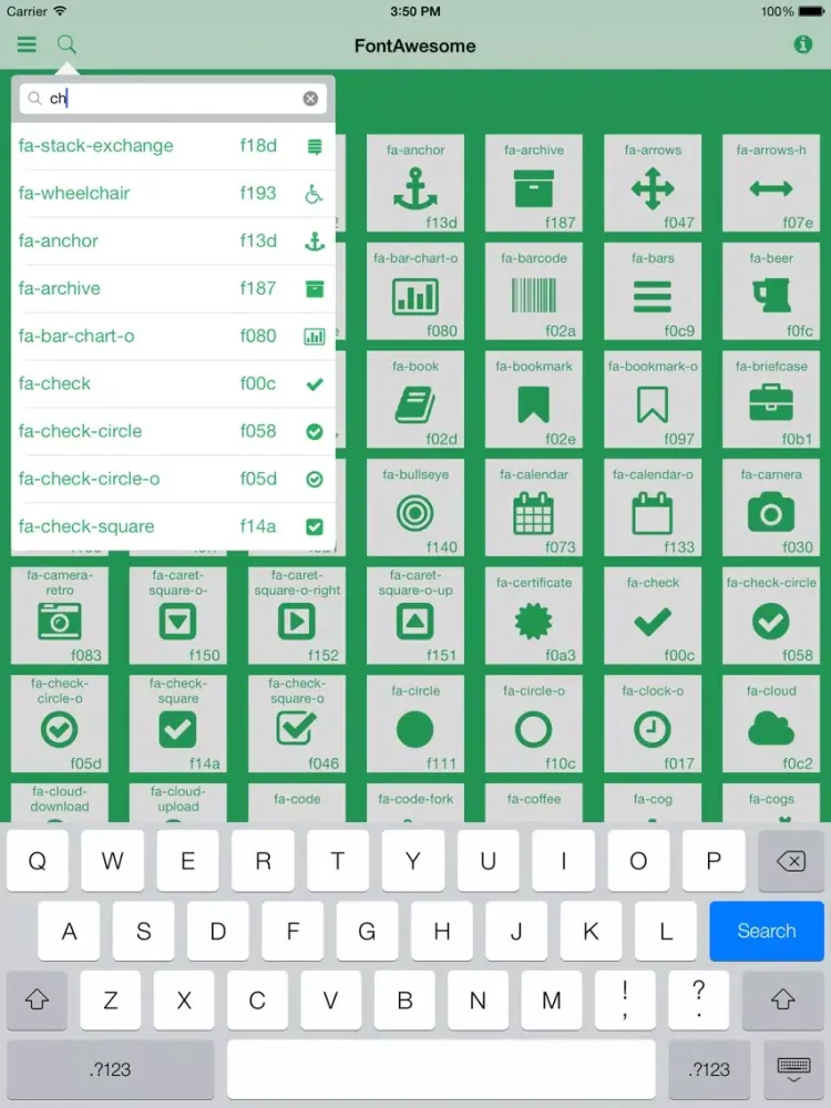 FontAwesome Guide iPad 应用截图