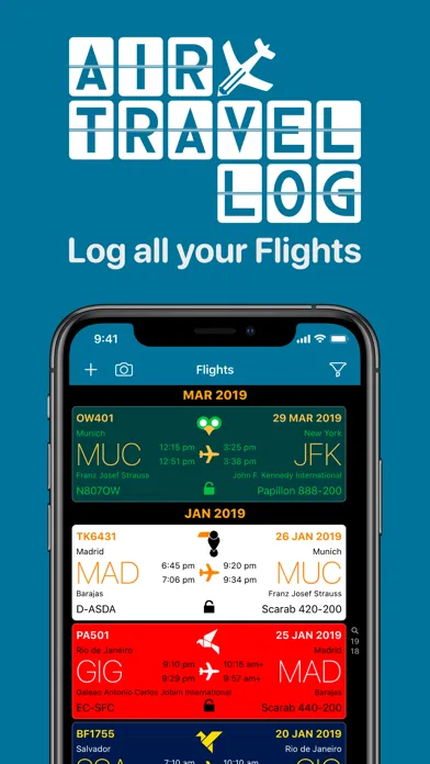 Air Travel Log Screenshots