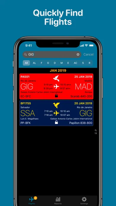 Air Travel Log Screenshots
