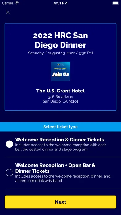 Capturas de tela do HRC Tickets