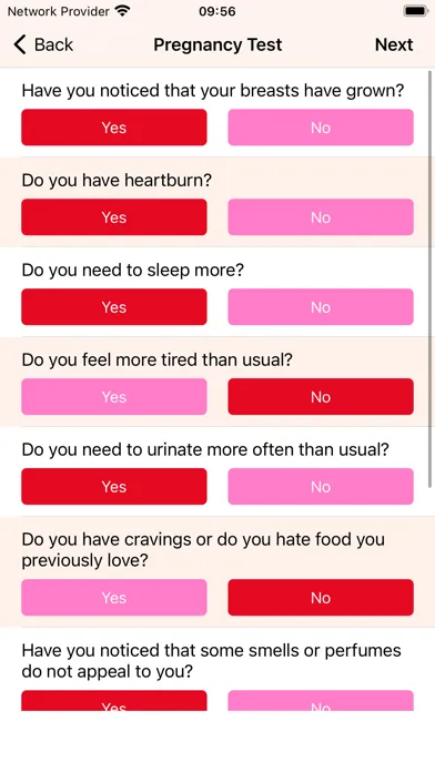 Pregnancy Test - Symptoms Quiz 스크린샷