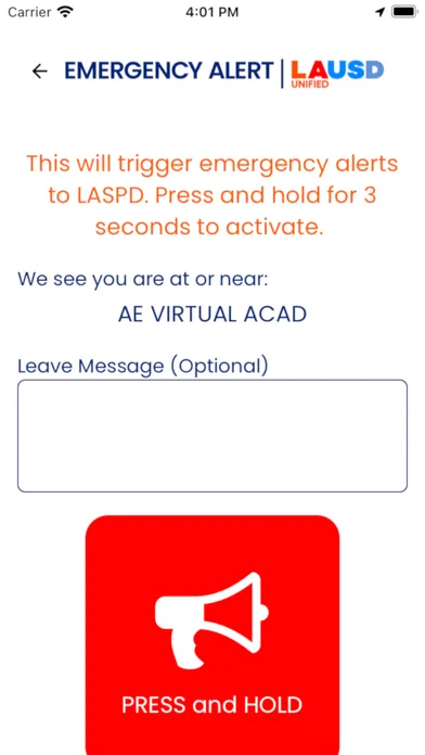 Ảnh chụp màn hình của LAUSD Emergency Alert