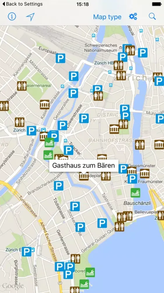 Leisuremap Switzerland, Camping, Golf, Swimming, Car parks, and more Screenshots