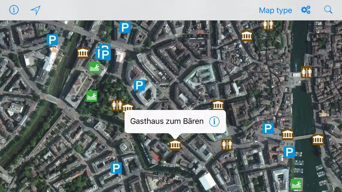 Leisuremap Switzerland, Camping, Golf, Swimming, Car parks, and more Screenshots