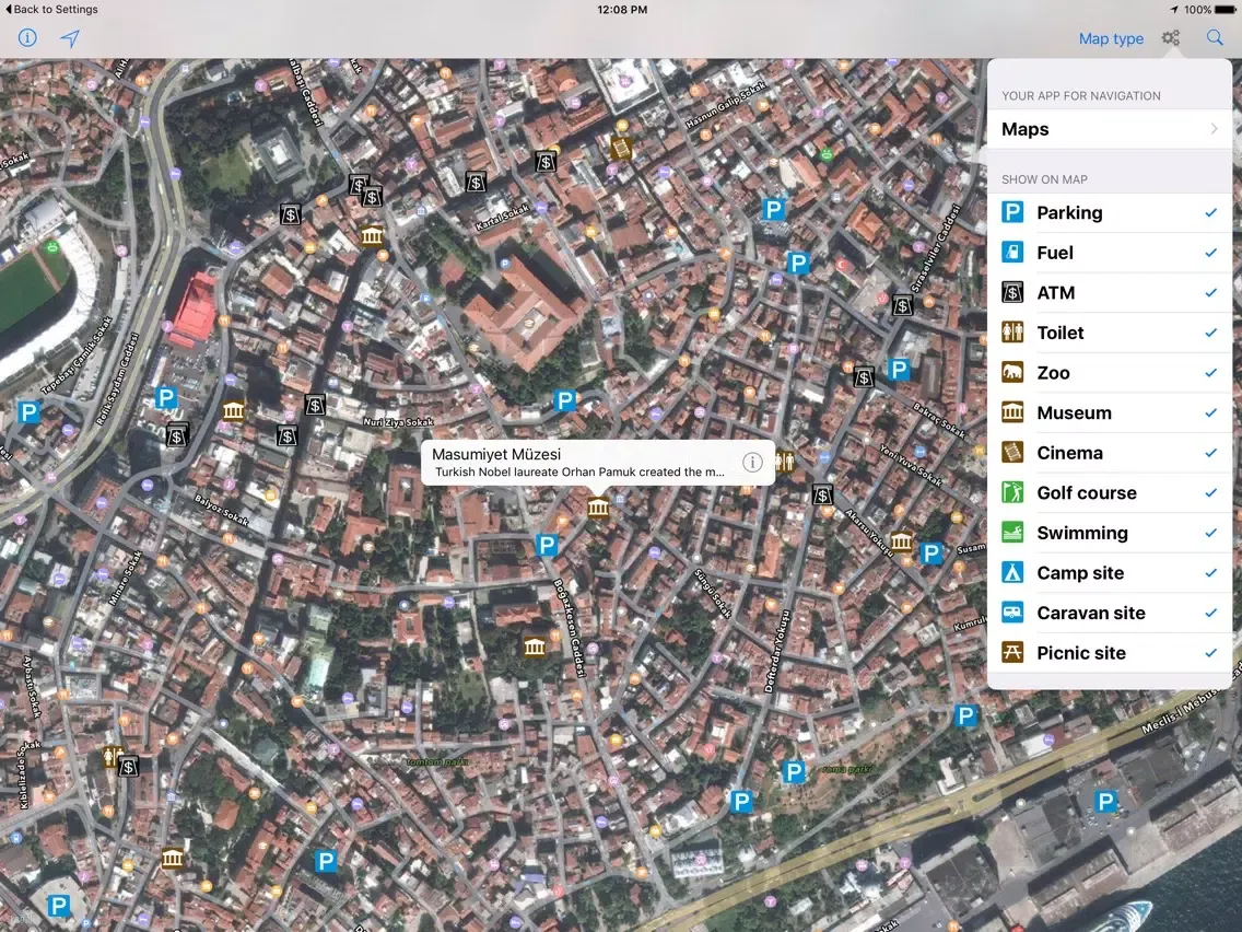 Leisuremap Turkey, Camping, Golf, Swimming, Car parks, and more iPad  Screenshots